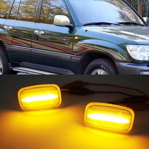 Nytt för Toyota Land Cruiser Landcruiser 70 80 100 Serie 2pcs Dynamic LED Side Marker Fender Lights Flyter Vänd signalljus