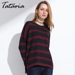 Kvinnor Casual Spring Striped Crochet Tröjor Pullover Stickade Pullovers Top Rebecas Mujer Kläder Tataria 210514