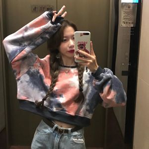 Felpe con cappuccio da donna Felpe Pullover casual Ulzzang Crop Top Donna allentata Marchio di moda autunno O-Collo Pantaloni a vita bassa Abiti coreani