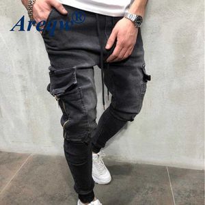 2021 mens jeans fashionabla casual denim sport personifierade tvätt joggers byxor x0621