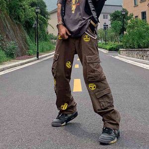 Grimace Drilling Multi-pocke Overalls For Men And Women Straight High Street Oversize Cargo Pants Harajuku Loose Casual Trousers H1223