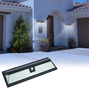 Utomhus solvägglampor 118 LED med rörelsessensor vid vinkel vattentät utomhus säkerhetsljus för garage uteplats trädgårds uppfart belysning