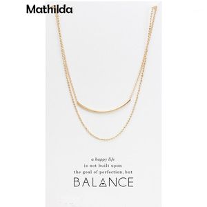 Correntes Sparkling Balance Tubo Double Chain Colllace Gold Dipped Pingente Clavicle Declaração Mulheres Jóias CX011