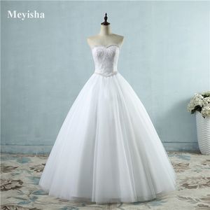 ZJ9069 2021 Wysokiej jakości Suknie Ślubne Białe lub Ivory Lace Up Powrót Suknie Ślubne Kobiety Vestidos De Novia Rozmiar 2-26 W