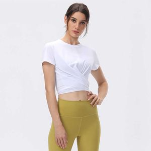 Yoga manga curta camiseta correndo fiess casual esportes bandagem topos treino roupas de ginástica camisa feminina blusas