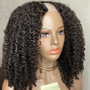 Glueless Deep Curly Wave 100% Human Hair U Part Wigs 250density Remy obearbetat vatten Curly Wavy Full Machine Half Shape Wig Wig