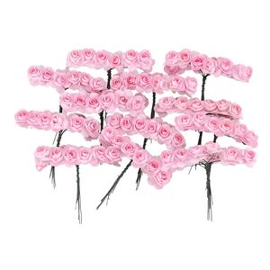Decoratieve bloemenkransen stks Mini Petite Paper Kunstmatige Rose Buds DIY Craft Wedding Decor Home Lichtroze