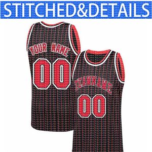 Custom DIY DESIGN Chicago Any number Jersey 00 mesh basketball Sweatshirt personalized stitching team name and numbe RED WHITE Black stripe