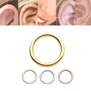 Fashion Band Rings Gold Silver Color Stainless Steel Open Hoop Fake Piercing Nose Ring Clip Body Jewelry For Women Small Large