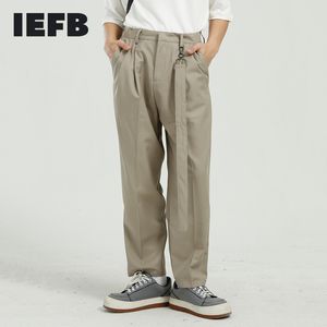 IDEEFB Męska odzież Spodnie Spodnie Koreańska Moda Slim Fit Solid Color Mid Waist Casual Suit Spodnie z wisiorem 9Y5825 210524