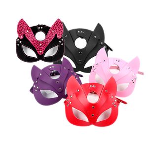 Porn Fetish Head Mask Whip BDSM Bondage Restraints PU Leather Fox Halloween Masks Roleplay Sex Toy for Men Women Cosplay Games