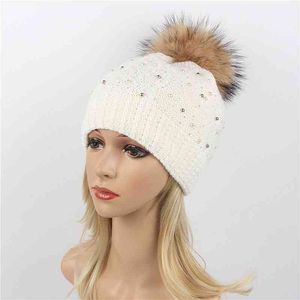 Whole Dign Pom Beanie Knit Kvinnor Beani Hat Vinter Cashmere 100% Hat Ull Fleece Custom Stickad Toque