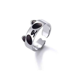 Retro verzilverd open ring punk panda uil oog verstelbare ringen elegante vrouwen vinger sieraden kantoor verjaardagscadeau anillo bague