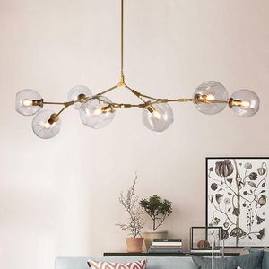 Chandeliers Modern Chandelier Lights Glass Island Lamp E26 E27 Metal Plating For Living Bed Room Loft Designer Lighting