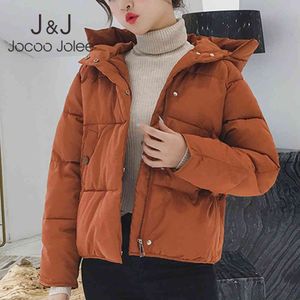 Jocoo Jolee Women Fashion Korean Parkas Winter Warm Thick Solid Short Coats Causal Padded Cotton Loose Outwear Down Coats 210518
