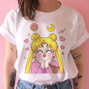 Fixsys 90s Rolig T Shirt Harajuku Kläder Tshirt Cat Anime Kvinnor Söt Kvinna T-shirt Kawaii Tees Fashion x0527