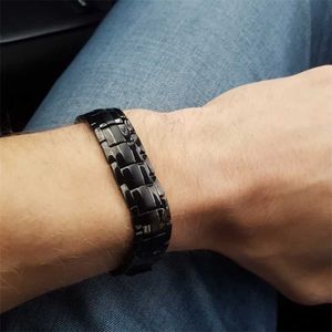 Vinterly Schwarzes Armband Männer Handkette Energie Gesundheit Germanium Magnetischer Edelstahl S für Frauen 211124