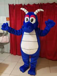 Halloween Blue Dragon Mascot Traje Personalização Dos Desenhos Animados Anime Tema Caractere Christmas Fantasia Vestido De Partido Carnaval Unisex Adultos Outfit