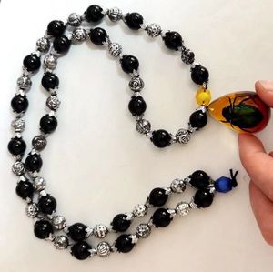 Wholesale beetle resale online - New Amber Resin Real strong beetle strong Double Color Drop Back Pendant Black Glass Bead Strand Ornaments Fashion Jewelry