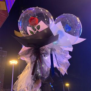 LED Bobo Balloons Novelbelysning Transparent bubbelballong med pinnar och str￤ngljus f￶delsedag br￶llop julfest dekoration usastar