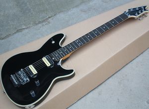 Chitarra elettrica nera lucida all'ingrosso della fabbrica con Floyd Rose, tastiera in palissandro