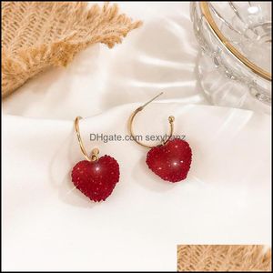 Dangle & Chandelier Earrings Jewelry Fashion Red Diamond Peach Heart Lovely Cherry Drop Delivery