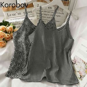 Korobov Neue Sommer Chic Streetwear Tank Top Vintage Sexy V-ausschnitt Crop Tops Koreanische Lose Beiläufige Weibliche Weste 210430