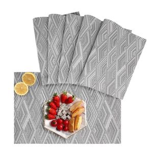 Mats & Pads -Placemats, Heat-Resistant Placemats Stain Resistant Anti-Skid Washable PVC Table Woven Placemats, Set Of 6 (Gray)