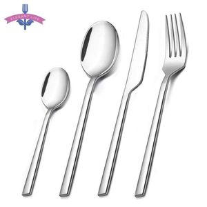 16PCS Porslin Bestick Set Beställningsmärken 18/10 Rostfritt stål Polerad Spegelpoliserad Högkvalitativ Spegelpolerad Tjock Tung RU 210928