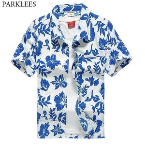 꽃가루 하와이 셔츠 남자 해변 착용을위한 여름 짧은 소매