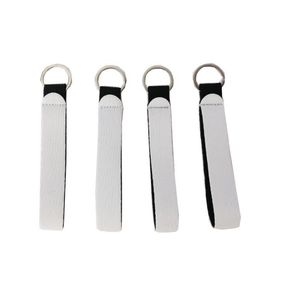 Neoprene Wristlet Keychains Favor Sublimation Print Blank Lanyard Strap Band Split Ring Key Chain Holder Hand Wrist Keychain SN4412