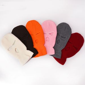 Full Face Cover Ski Mask Hat 3 Holes Balaclava Army Tactical C&S Windproof Knit Beanies Winter Warm Unisex Caps WLL1204