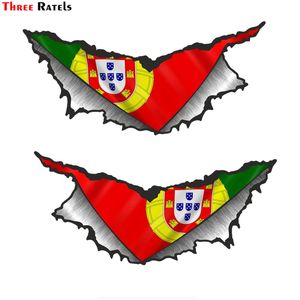 Wholesale flag decals for cars resale online - Three Ratels FTC Large Pair Triangular Ripped Torn Metal Portugal Portugues County Flag Vinyl Car Sticker Motorcycle Decal
