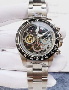 New Mens Watch Hollow 40mm Quartz 시계 스테인레스 스틸 세라믹 사파이어 손목 시계 슈퍼 선물