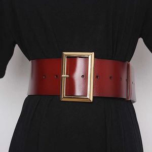 Cowskin Patent Leather Wide Waistband Women Brand Designer Plain Real Leather Corset Strap Female Vintage Winter Dress Belts Q0625