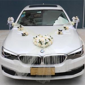 Romantik Kit toptan satış-Dekoratif Çiçekler Çelenkler Takım Simülasyon Düğün Araba Çiçek Dekorasyon Kiti Romantik İpek Gül Şakayık Sevgililer Günü Hediye Parti Birthdd