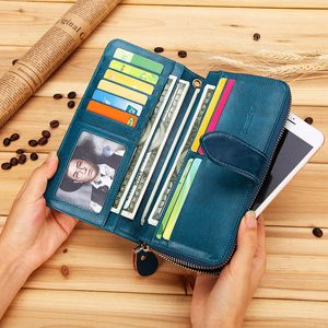 Mulheres Genuíno Couro de Alta Qualidade Bolsa de Dinheiro Bag Zipper Handy Embreagem Carteiras