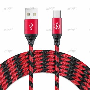 Mikrokablar 3ft lång Premium Nylon flätad USB-typ Typ-C Kabel Synkronisera Dataddaddare för Samsung Galaxy S91m Smart Cellphone