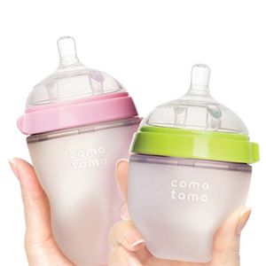 Garrafa de bebê de silicone verde / rosa 5 oz e 8 oz 2 pacote de garrafa de alimentação livre crianças crianças 211023