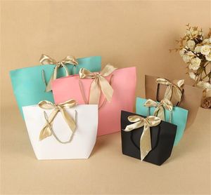 Large Size Gifts Box Packaging Gold Handle Paper Gift Wrap Kraft Paper With Handles Wedding Baby Shower Birthday Party Favor 212 V2