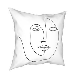 Abstract Face One Line Art Pillowcase Home Decorative Cushion Cover Throw Pillow For Living Room Double-sided Printing Unique Cushion/Decora