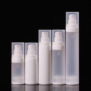 100pcs 15ml 30ml 50ml Airless Lotion Pump White Frosted PP spray bottle for Eye cream Foundation Toner subpackage bottles SN2085