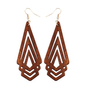 Natural Dangle Wooden Earrings Hollow Triangle Personality Simple Style Fashion Jewelry For Woman Girls Prom Party