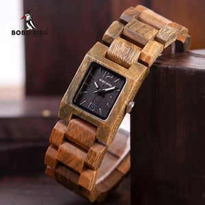 Bobo Bird Casual Kobiety Zegarki Kwarcowe Panie Wood Wristwatch Gift Dla Girlfriend Birthday Prezent Relogio Feminino L-S02 210616