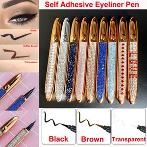 Yanlış Kirpikler için Suya Dayanıklı Kendinden Yapışkanlı Eyeliner Kirpikleri Giymek İçin Yapıştırıcıya Gerek Yok Likit Eyeliner Uzun Ömürlü Elmas Sihirli Göz Kalemi Makyaj Araçları