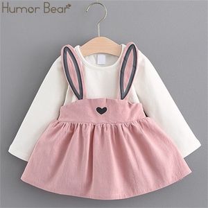 Cute Baby Girl Clothes Autumn Spring Girls Princess Dress Love Long Ear Strap Party Dresses Infant Clothing 210611
