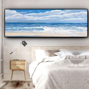 Other Home Decor Natural Sky Ocean Sea Beach Landscape Wall Art Pictures Painting For Living Room Frame