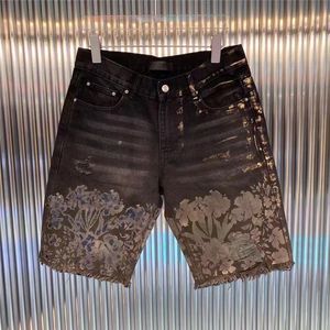 Hohe Qualität männer Kurze Jeans Mode Gerade Löcher Denim Jeans Casual Shorts Schwarz Denim Shorts Sommer Männer Hosen Hip hop Hosen