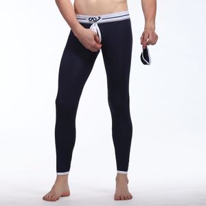 Mens Long Underwear Sexy Long Johns Men Open Front Thermal Underpants Backless Gay Tights Pants Termica Winter Thermo 210515