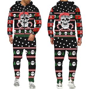 Santa Skull 3d Allt Over Printed Mens Zipper Hoodie Män Kvinnor Skulls God Jul Långärmad Höst Vinter Tracksuit G1217